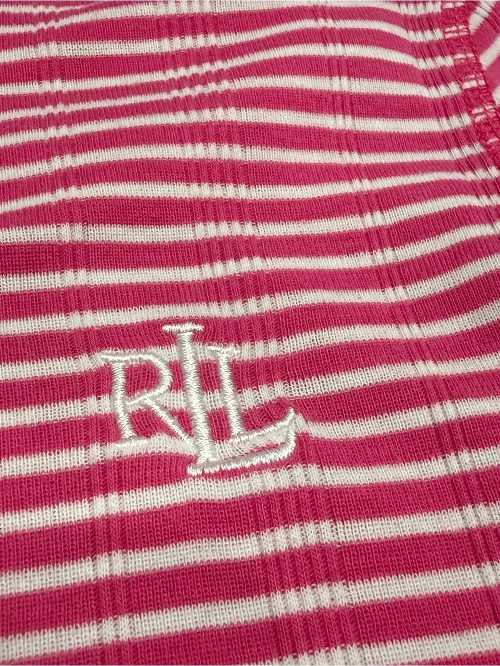 Lauren Ralph Lauren Nightgown Sleepshirt Striped Cotton Blend LRL Monogram Small